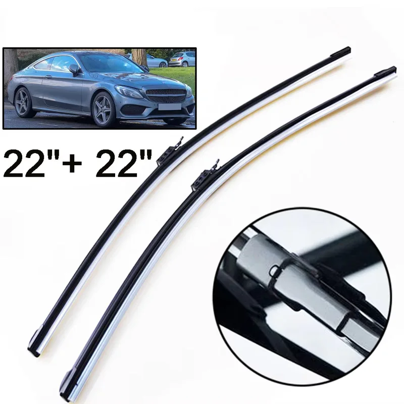 Wiper LHD čepele predného stierača pre Mercedes-Benz C-Class W205 2015-2023 Černé sklo Černé sklo Dážď kefy 22 
