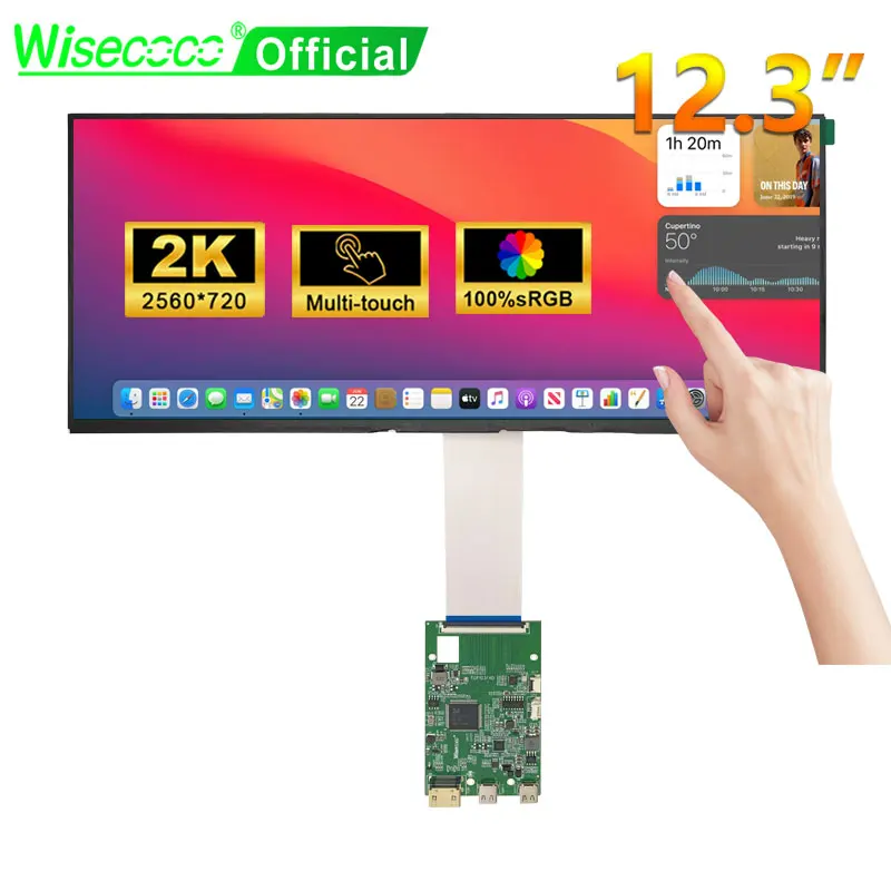 WisecoCo 12,3 palca 1920x720 dotykové zostavenie automobilového displeju natiahnuté pruhy IPS široká obrazovka TFT LCD Controller doska