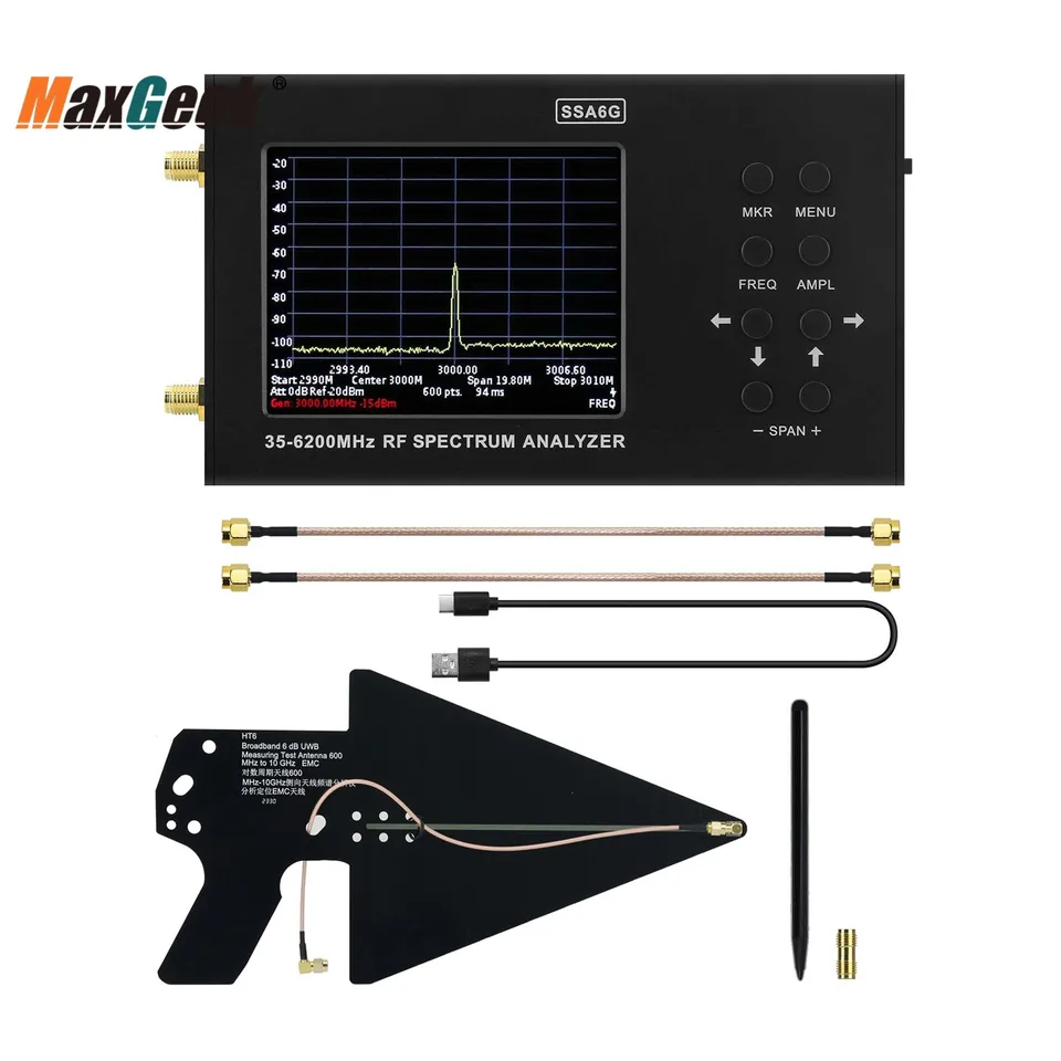 WishColor prenosný generátor signálu SA6 SPEKTRUM Analyzer + HT6 log periodická anténa 0,6-10 GHz EMC anténa pre 2G 3G 4G LTE