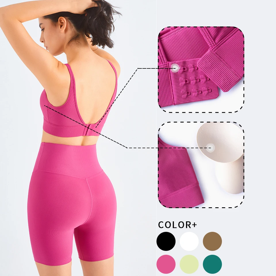 Wisruning Ribbed Back Buckle Športová podprsenka pre ženy pre ženy pre fitness ženské športové oblečenie pre telocvičňu outfit jogy Top Workout Underwear