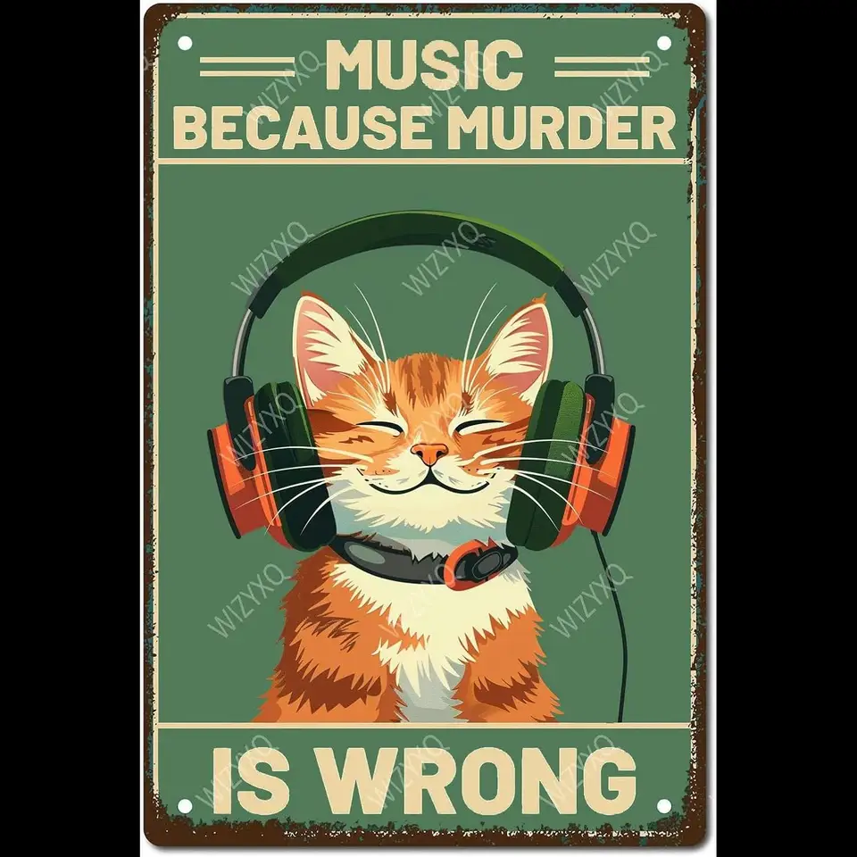 Wizyxq Vintage Metal Tin Sign Music