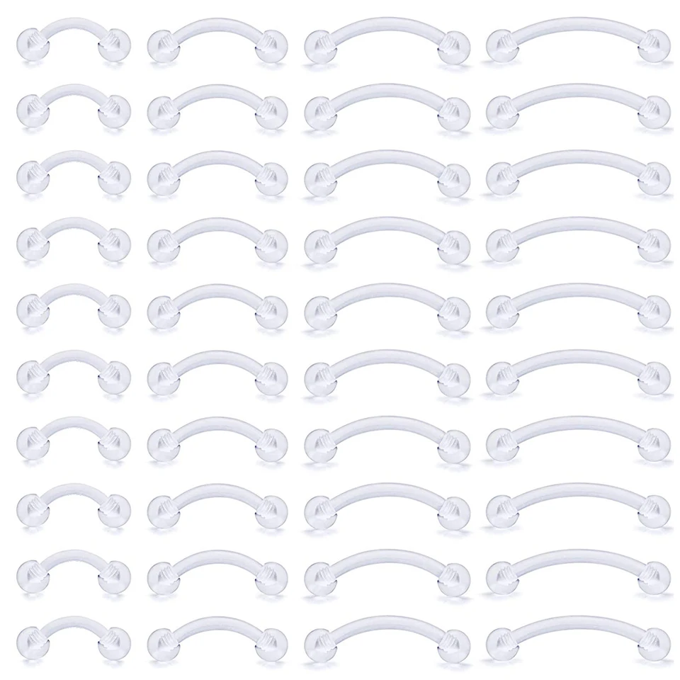 WKoud Clear Flexibilný bioplast držiak obočia prsteň Piercing šperky číry veže Daith Barbell náušnice 6 mm 8 mm 10 mm 12 mm