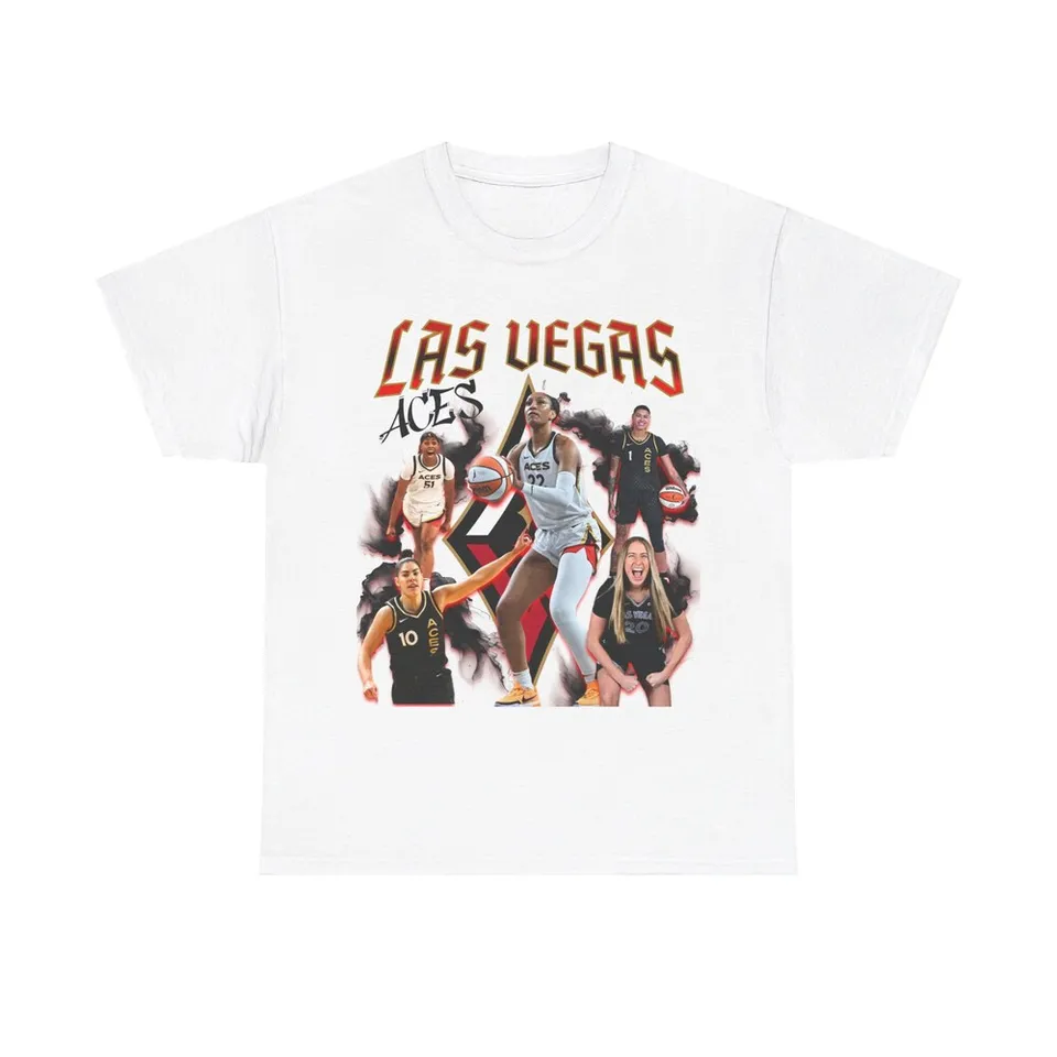 WNBA Vintage 90 Graphic Tee Las Vegas Aces 90 Fashion Street Wear Women Basketbal