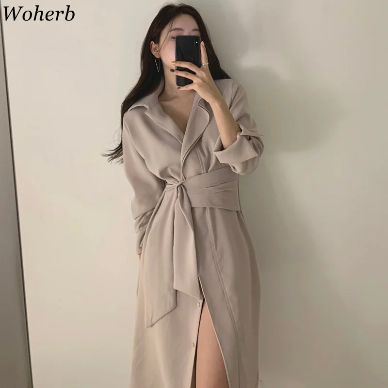Woherb Stylish Dámske šaty na košeľu 2025 letné dámy Vestidos Elegantné šnurovacie šnurovanie s krátkym rukávom, ktoré sú šaty A-line šaty