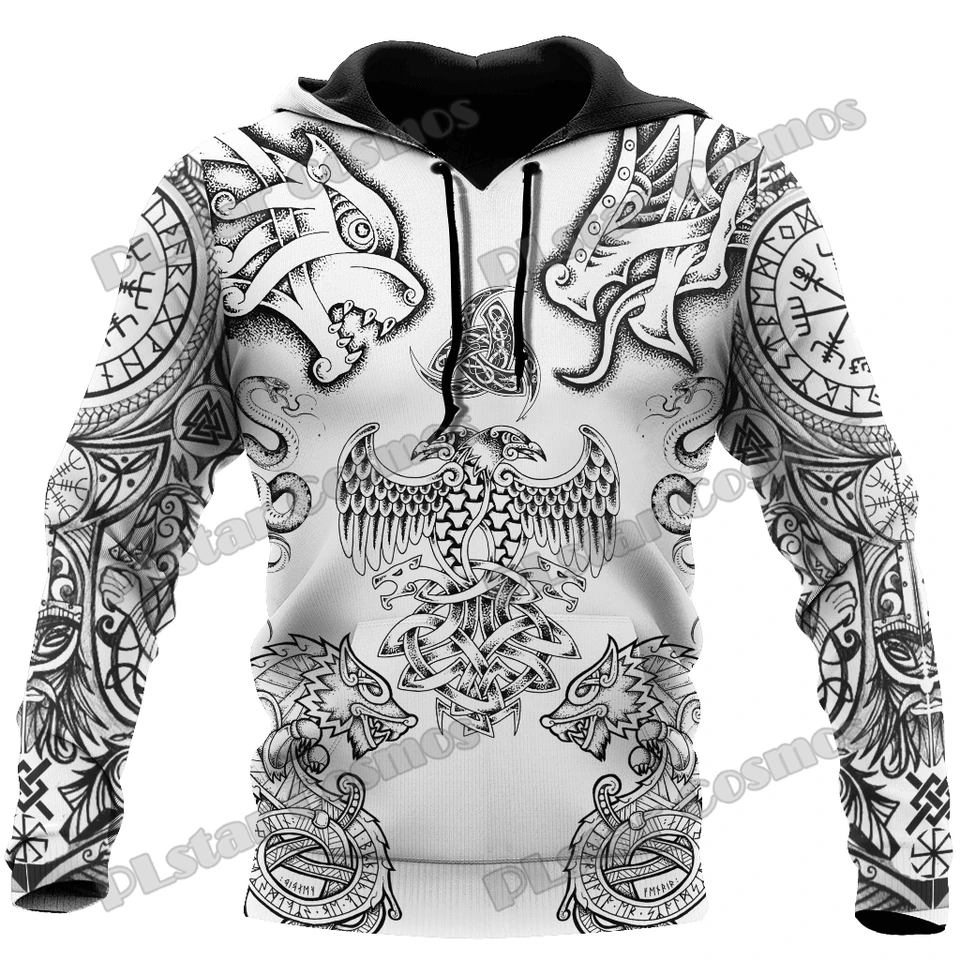 Wolf & Dragon Tattoo VEGVISIR 3D Tlačené módne pánske mikiny a mikina Jeseant Streetwear unisex Casy Zip Up Hoodies HW55