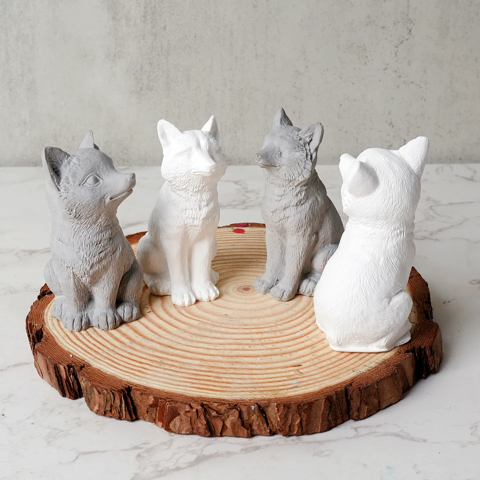 Wolf Dog Ornament Silikónová forma ručne vyrábaná sadrovou betónom Nástroj Ornament Zvieratá líška Vznúca sviečka remeslá Epoxidové živice Folmy