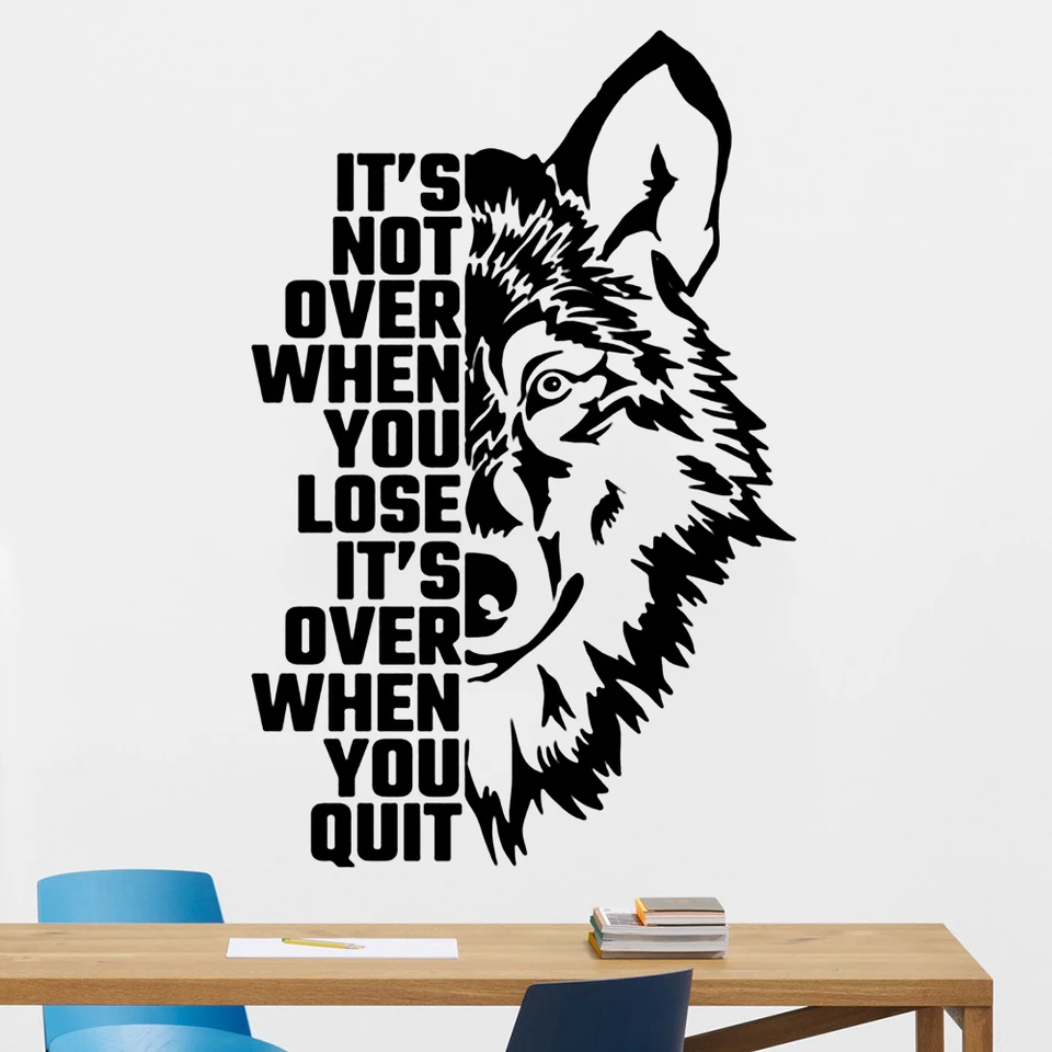 Wolf Wall Sticker Motivačné citáty vinylová stena obtisky Domáca dekorácia OBLASŤ OBLASŤ OBLASŤ SOFA SOFA ZAMESTNANIE DECON DECON Y891