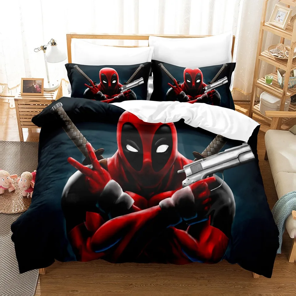 Wolverine Bed Cover Set, 3D Marvel Hero Cartoon Bedding Set, posteľná bielizeň s dvojitou veľkosťou King Quilt