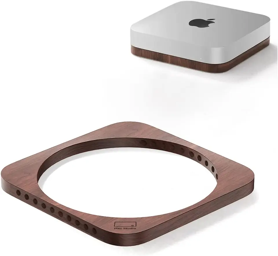 Wood Stand for Mac Mini a MAC Studio, Walnut MacMini/Macstudio Accessories, ručne vyrábané držiak na stolnú plochu MAC Drsen Drug Drugpusp prístroj