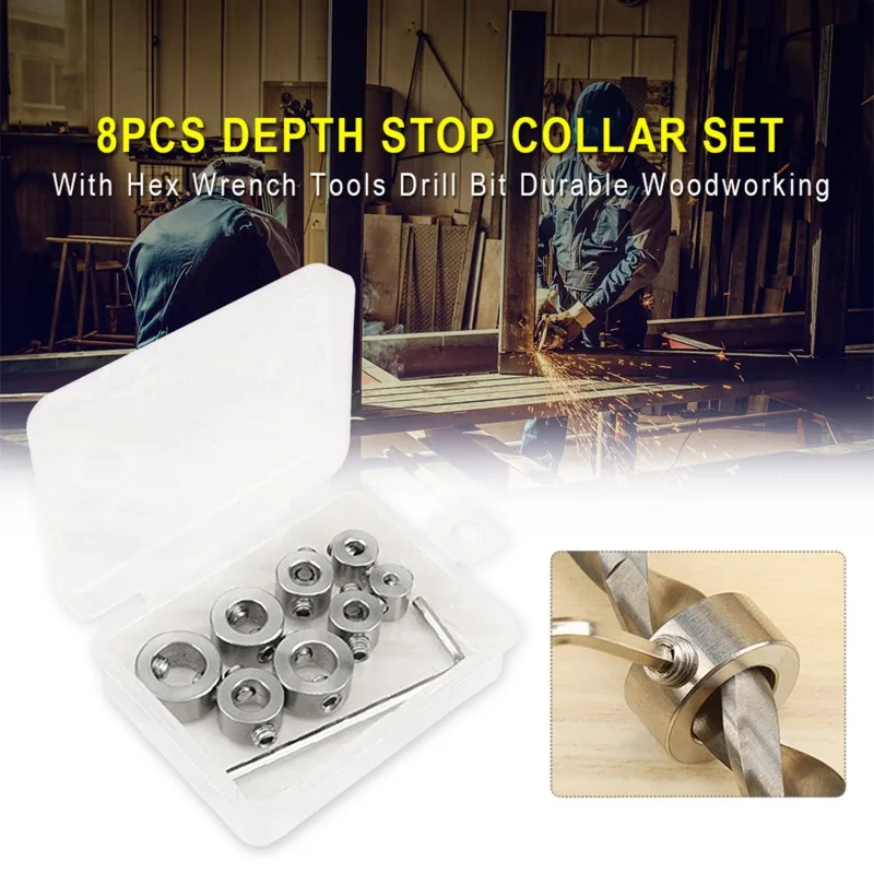 Wood Working Wearch Limiter Hĺbka zastavenia golierov prsteň Pitcherer Double Dier 3-16 mm Locator Limit Ring Ring Carpentry Tools Príslušenstvo