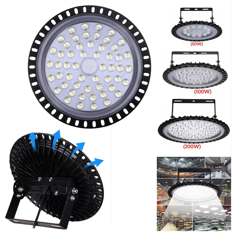 Workshop Light IP65 nepremokavá LED LED LED s vysokým bay Light Industrial Light Lightlight UFO Garážový sklad štadióna Svetlá 50W 100 W 200W