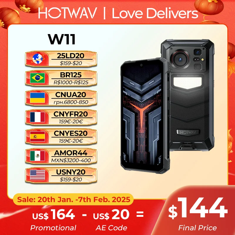 [World Premeire] Hotwav W11 Rugged Phone 20800MAH 280LM baterka 6.6 '' FHD+ Smartphone 33 W 24MP Night Vision Mobile Mobile Phone