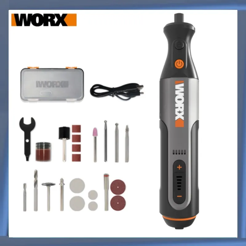 WORX 8V Rotary Tool WX106 bezdrôtový mini vŕtací gravírovanie brúsenie leštiaceho stroja USB nabíjačka Variabilná rýchlosť napájací náradie + bity