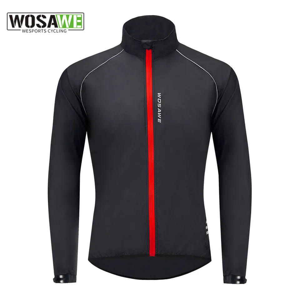 Wosawe Pánsky vetru vodná bunda Voda odpudzujúca ľahký športový kabát Noste reflexnú mtb cyklovanie športového športu Windbreaker