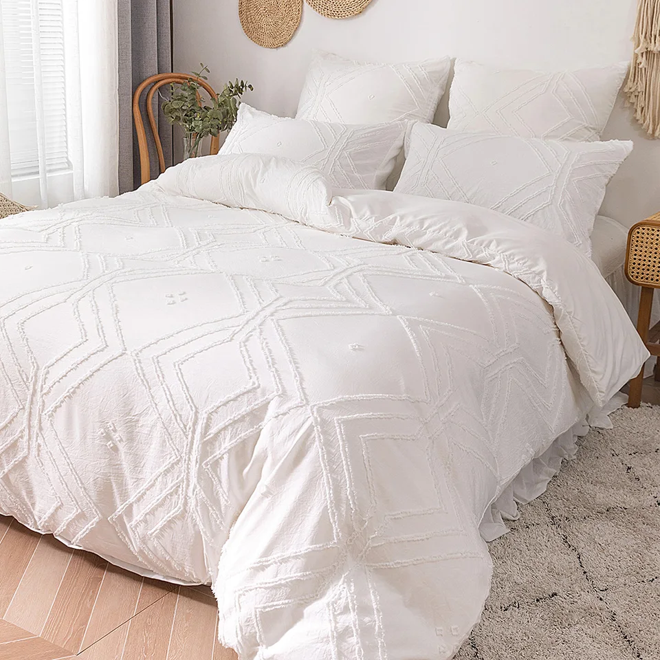 WOSTAR Summer White Pinch Pleat Pleat Cover 220x240cm Luxusná dvojlôžková prikrývka prikrývka Sada obliečok kráľovnej King Veľkosť pokrývok pokrývky