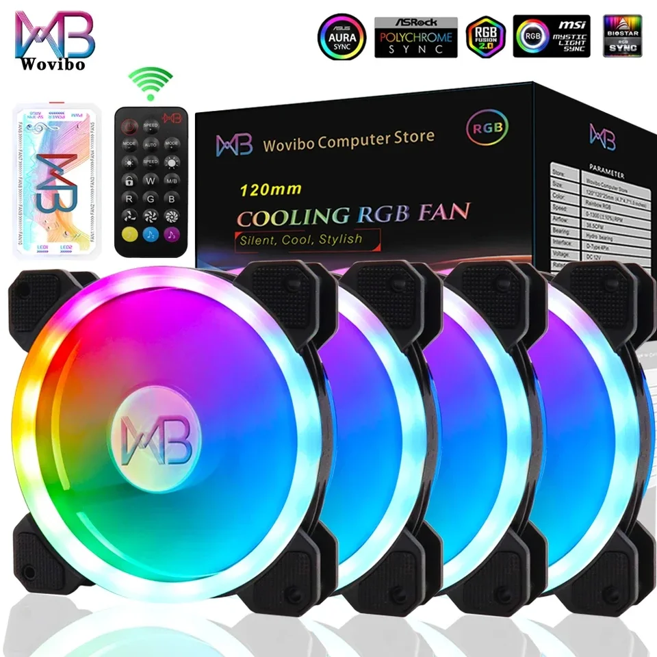 Wovibo 120 mm ventilátor RGB Case Fansu