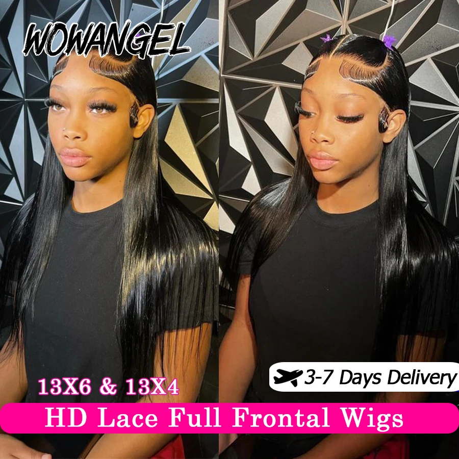 Wow anjel 13x6 HD čipky predné parochne roztavené kožu ľudských vlasov parochne 13x4 HD Plné čelné hodvábne rovné parochňu 250% 34 palcov