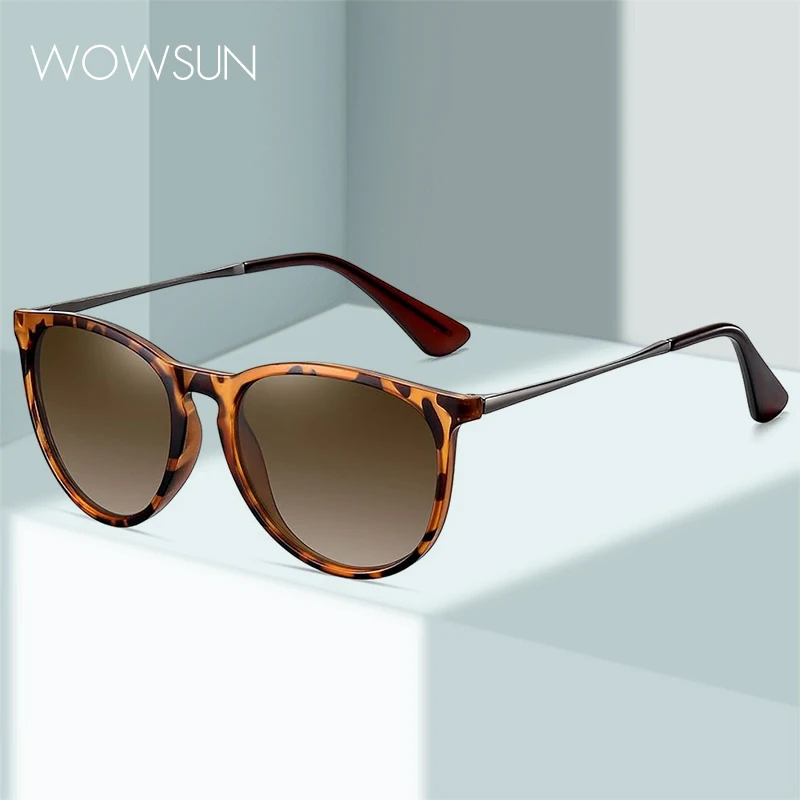 Wowsun Retro Dámske okrúhle slnečné okuliare, klasické polarizované slnečné okuliare pre mužov, trendový dizajn UV400 AA128