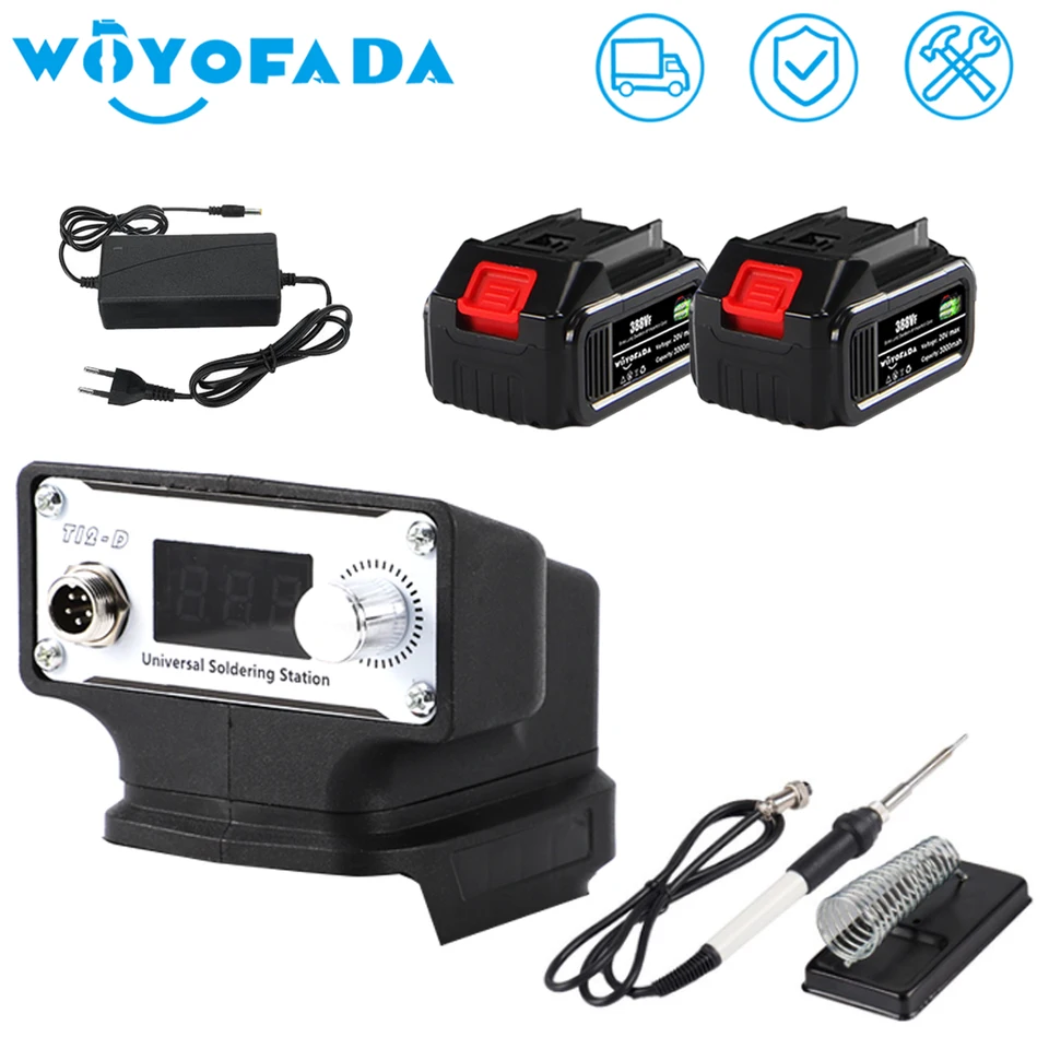 Woyofada bezdrôtové digitálne elektronické zváranie železa T12-D Mini elektrická spájkačka prenosná pre batériu Makita 18V