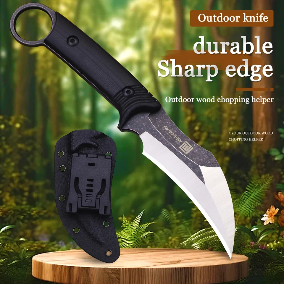 Wpkopya USA (Vulture) Outdoor taktika rovný nôž + plášť, g10 rukoväte ostrý lovecký nôž, džungľa EDC nôž