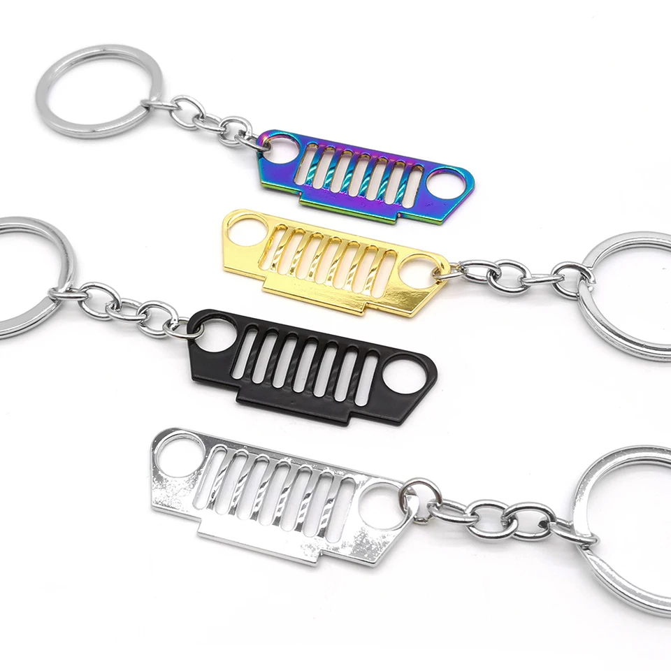 Wrangler Front Grill Keychain Mini Car Key Chain Metal Front Grill Slover Keyring Key Prívesok pre Jeep CJ JK TJ YJ XJ Príslušenstvo