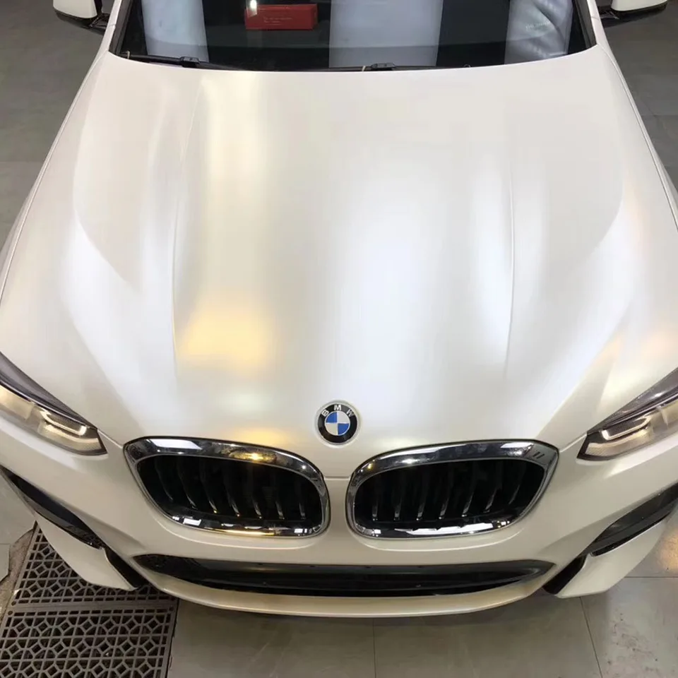 Wrapmaster 5m/10m/18m saténový kovový biely PVC Self Adhesive Sticker Auto Balenie vozidla Auto dekorácie Vinyl