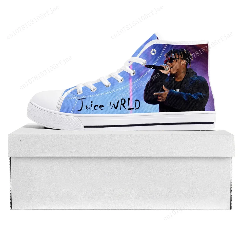 WRLD 999 Hip Hop Rapper Juice High Top Kvalitné tenisky Pánske dámske teenager plátno tenisky Pár topánky Vlastná topánka biela