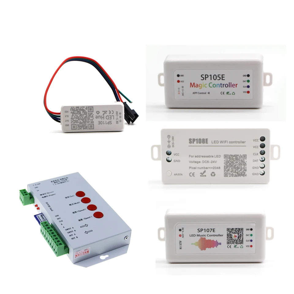WS2811 WS2812 Ovládač SP611e SP107E Bluetooth/WiFi Hudba Pixel Phone Controller Fr WS2812B WS2815 SK6812 RGBW Strip Light Light