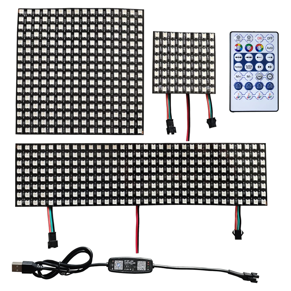 WS2812B LED panelová obrazovka individuálne adresovateľné pixely Matrix Modul s 28Keys diaľkovým radičom Bluetooth Music Light Kit