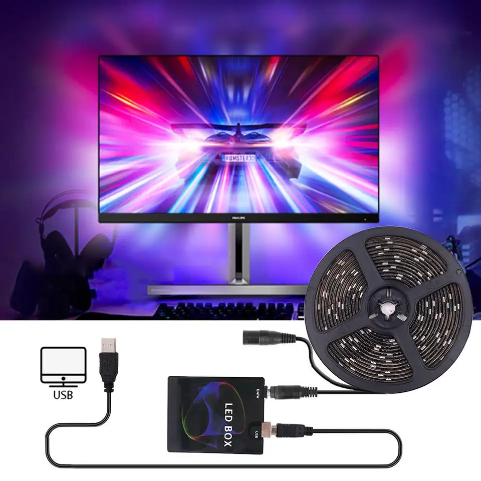 WS2812B LED pásik LIGH LIGHT RGBW Dream Color LED páska Plná sada pre televízor Systém PC SCREE SILLELEGHTING LED 1M 2M 3M 4M 5M Strip