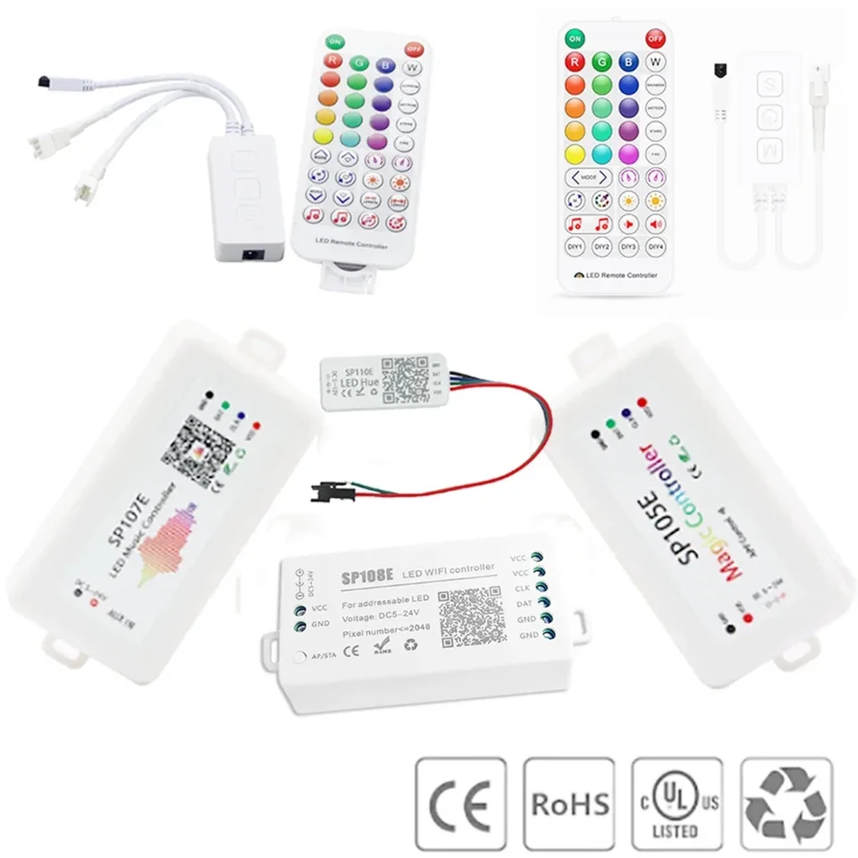 WS2812B WS2811 LED pixely Strip Ovládač SP105E SP107E SP108E SP110E Bluetooth/WiFi/Music Smart LED ovládač DC5-24V