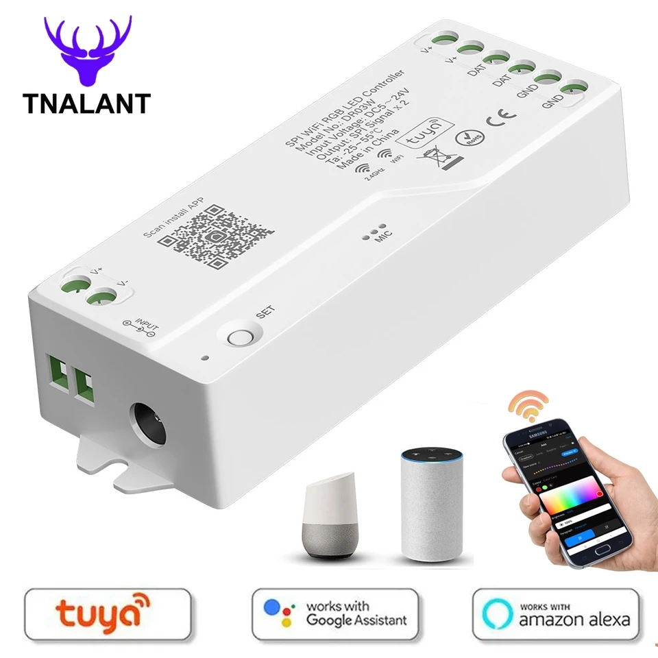 WS2812B WS2811 SK6812 TUYA SPI WIFI RGBIC LED CONRECTION Práca so spoločnosťou Google Home Alexa pre WS2813 WS2814 WS2815 5050 RGB LED Strip Strip Strip Strip