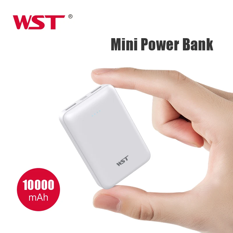 WST 10000MAH Mini Prenosná výkonová banka Dvojitý vstupný výstup s nabíjačkou mobilného telefónu USB C Micro USB