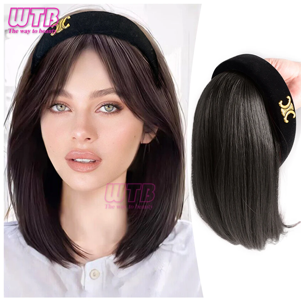 WTB Syntetická čelenka parochňa Parochňa Prírodné krátke vlasy denné večierky Cosplay parochne pre ženy čierne hnedé vlákno odolné voči teplu