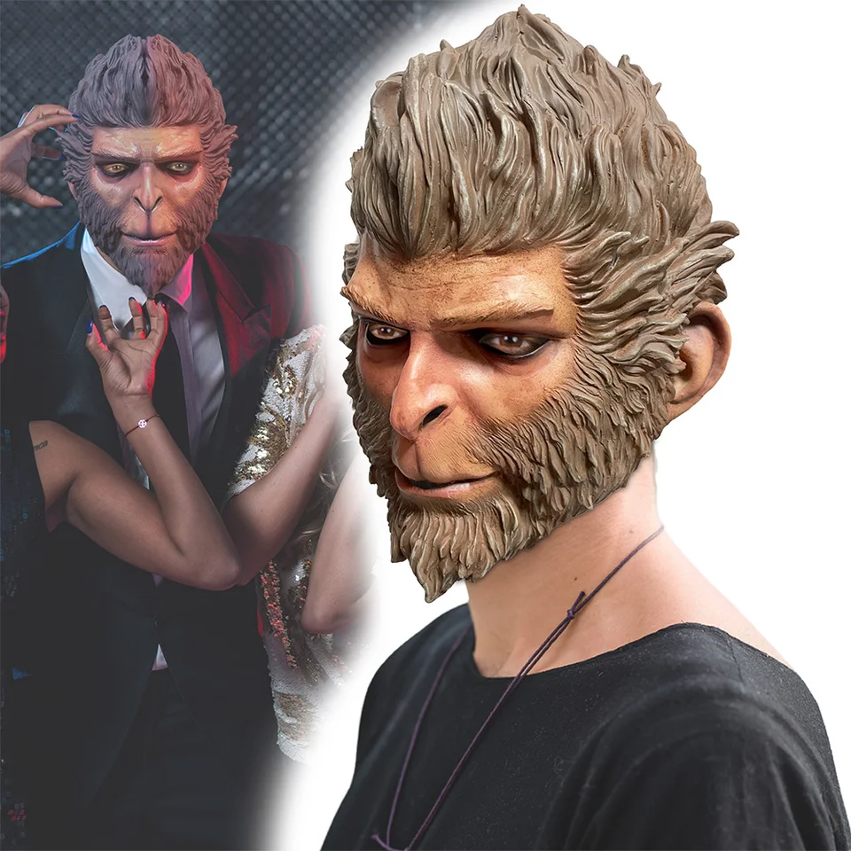 Wukong Latex Mask Mask Monkey King Mask Halloween Cosplay Face Game Funny Monkey Headgear Halloween Cos propy