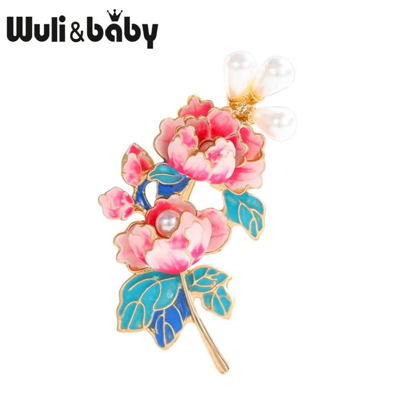 Wuli & baby beautiful smalt Pony Flower Brošes pre ženy Lady Pearl Party Office Brošor