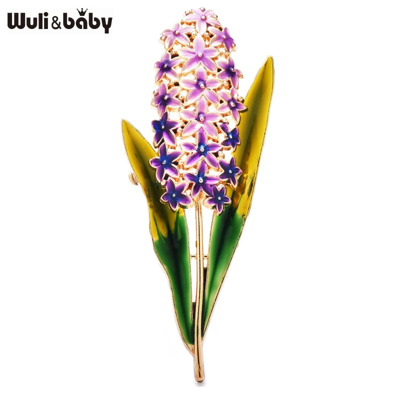 Wuli & Baby Lavender Flower Brošes pre dámy ženy 2-farebné kozmetické smaltované kvety Kancelária Kancelária Party
