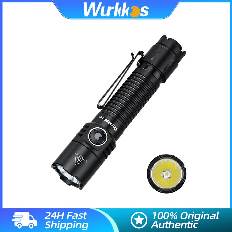 Wurkkos TD05 18650 Self Defense EDC Light Nabíjateľná taktická baterka 1800LM LED žiarovka IP68 Outdoor osvetlenie duálny spínač