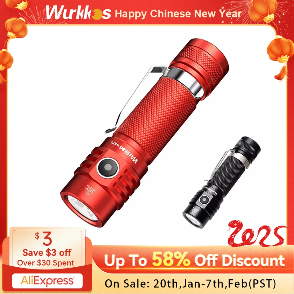 Wurkkos WK03 LED baterka 18650 Torch 1800LM ATR LUMINUS SST40 Nabíjateľná USB C Svetlo IP68 Neprestretáva na turistické kemping