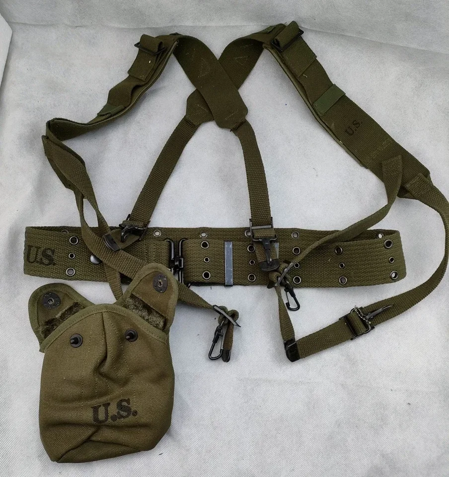 WW2 Americká armáda Vietnam vojna M1956 Canvas Belt X Susedníky na jedáleň vlny