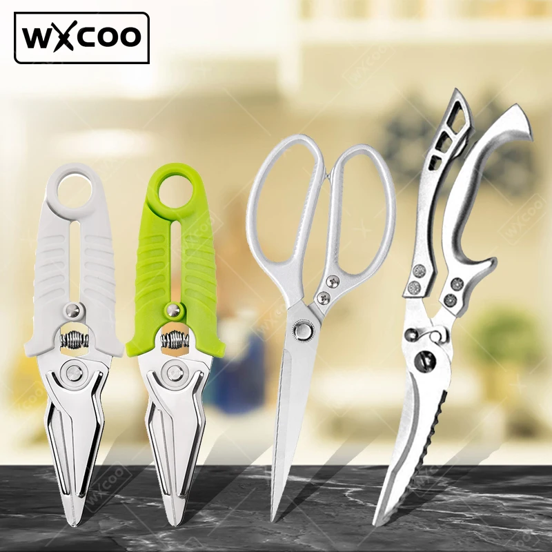 WXCOO Domov Cooking Tools Multifunkčné bbq kuchyne Nožnice z nehrdzavejúcej ocele Chef's Nožnice kuracie kuracie vyšetrenie deli rýb škrabka