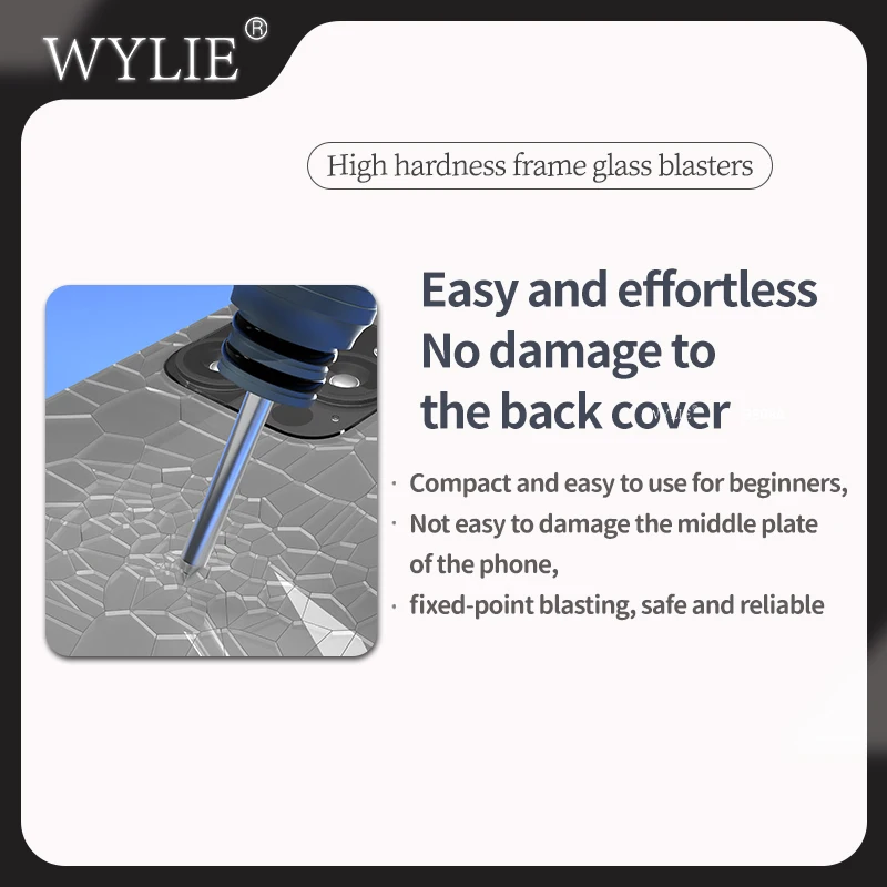 Wylie Glass Blaster Pen pre iPhone Huawei Samsung Xiaomi Oppo mobilný telefón Zadný kryt zadného skla Kryt Blasting Nástroje