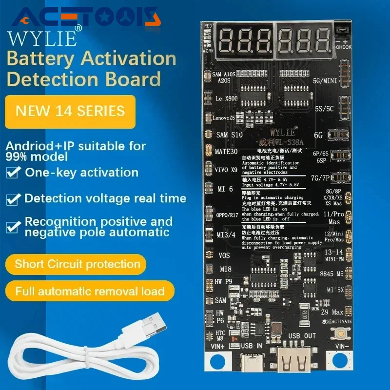 Wylie WL-338A BATTERSKÁ DETAKÁCIA BATTERICKÝ BATTER BATTER BATÉRIA RÝCHLE PRE ANDROID A IPHIP 5G-14 Pro Max. Aktivácia na jedno kliknutie
