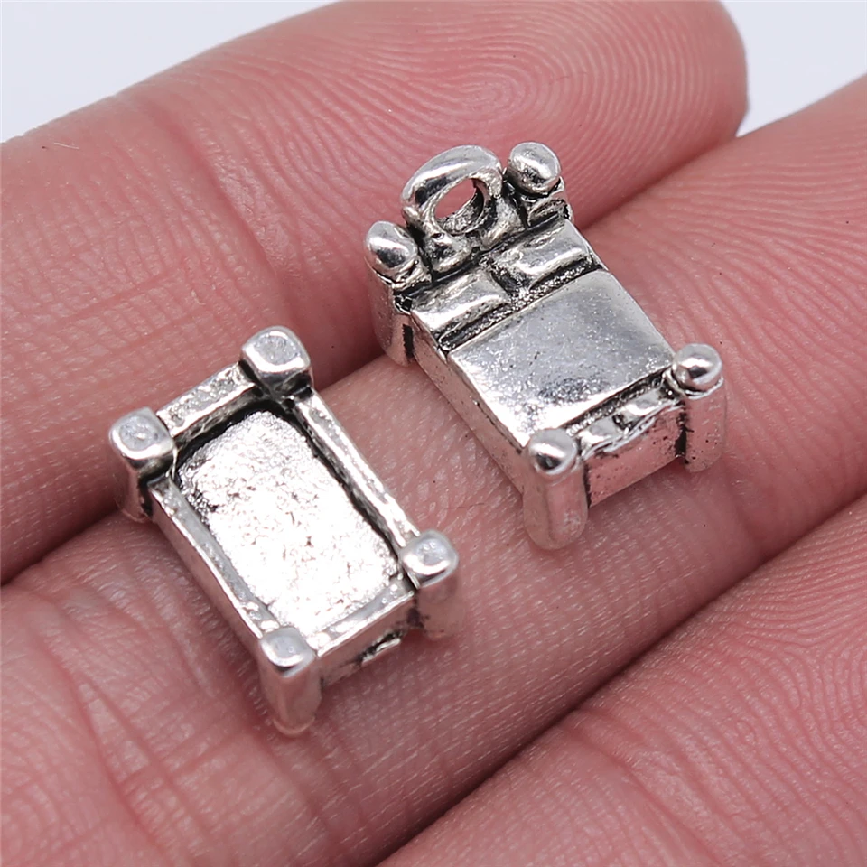 Wysiwyg 5ks 13x8mm šperky výroby kutilských remeselníkov starožitné strieborné farby 3D posteľ prívesok