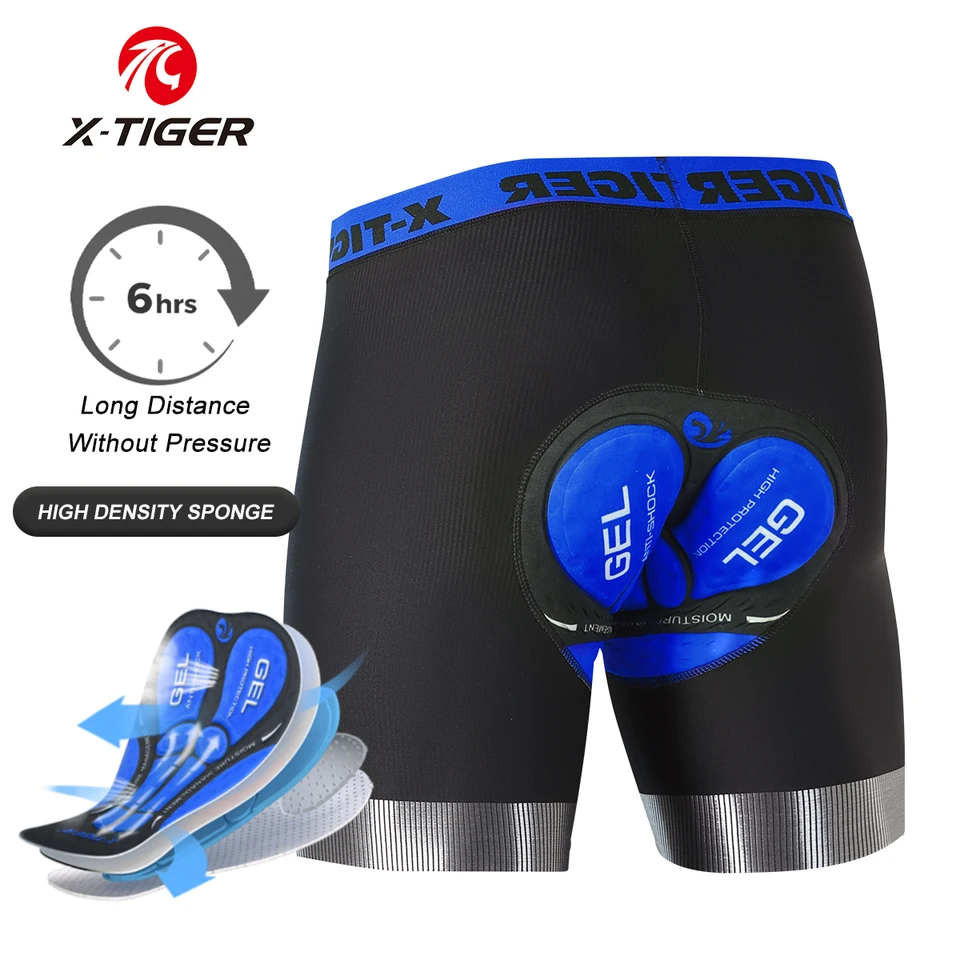 X-Tiger cyklistické spodná bielizeň Blue Pro 2024 Cyklistické spodky priedušná sieť 5D silikónové sedadlo Cushion Road Mtb Bike Short New New