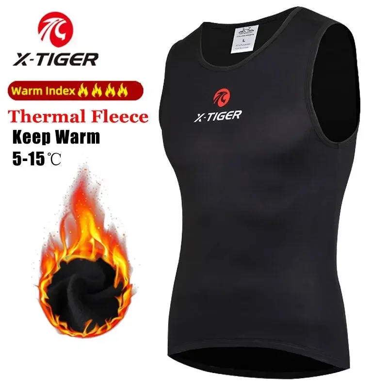 X-tiger zimná cyklistická základná vrstva bez rukávov Fleece Sports Bike Jerseys tričko Teplé bicykel bicykel bicykel udržiavať v teple