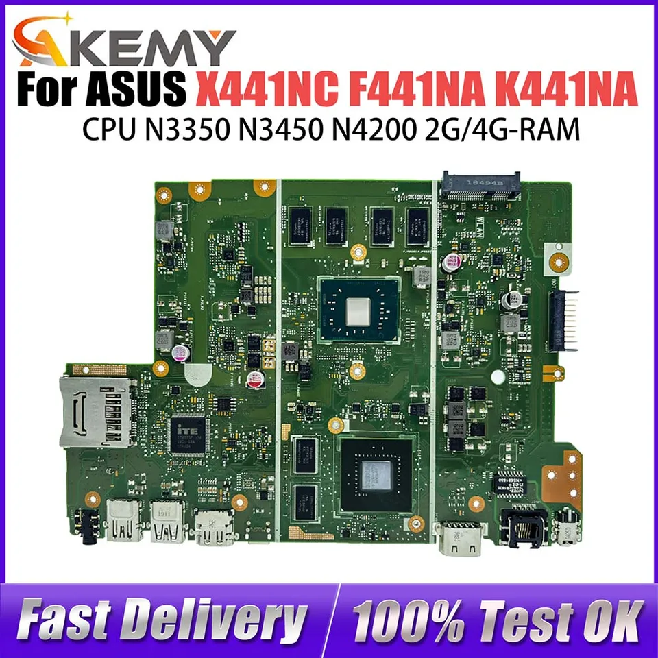 X441NC hlavná doska pre ASUS X441NA X441N A441N F441NA K441NA NAPLAKOVÝ NAPLAKOVÝ DODAŤ N4200 N3350 N3450 CPU 2G/4G RAM RAM