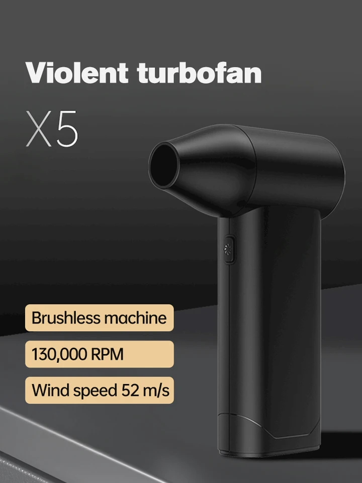 X5 Turbo Jet Ventilátor 130000 rpm elektrický vzduchový dúchadlo Výkonný veterný sušič vlasov vysokorýchlostný turbo vreckový ručný dúchadlo čierny
