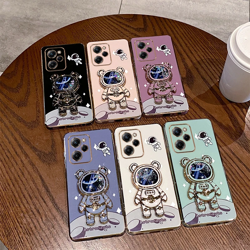 X5pro selfie astronaut plating držiteľa telefónu pre puzdro Xiaomi Poco x5 x5pro x3 x4pro x4gt x3gt x3nfc x3pro m3pro M4 C55 C65 kryt