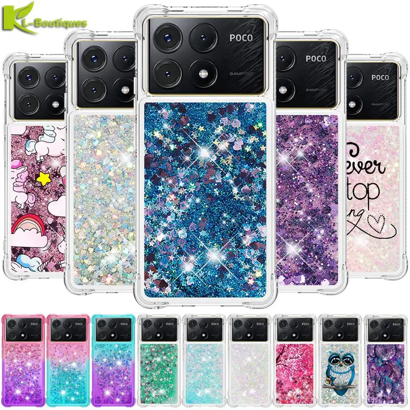 X6 Pro Case For Fundas Xiaomi Poco X6 Pro Cover Glitter Dynamic Liquid Case pre Xiomi Xiaomi Pocox6 x 6 Pro Phone Cases ETUI ETUI